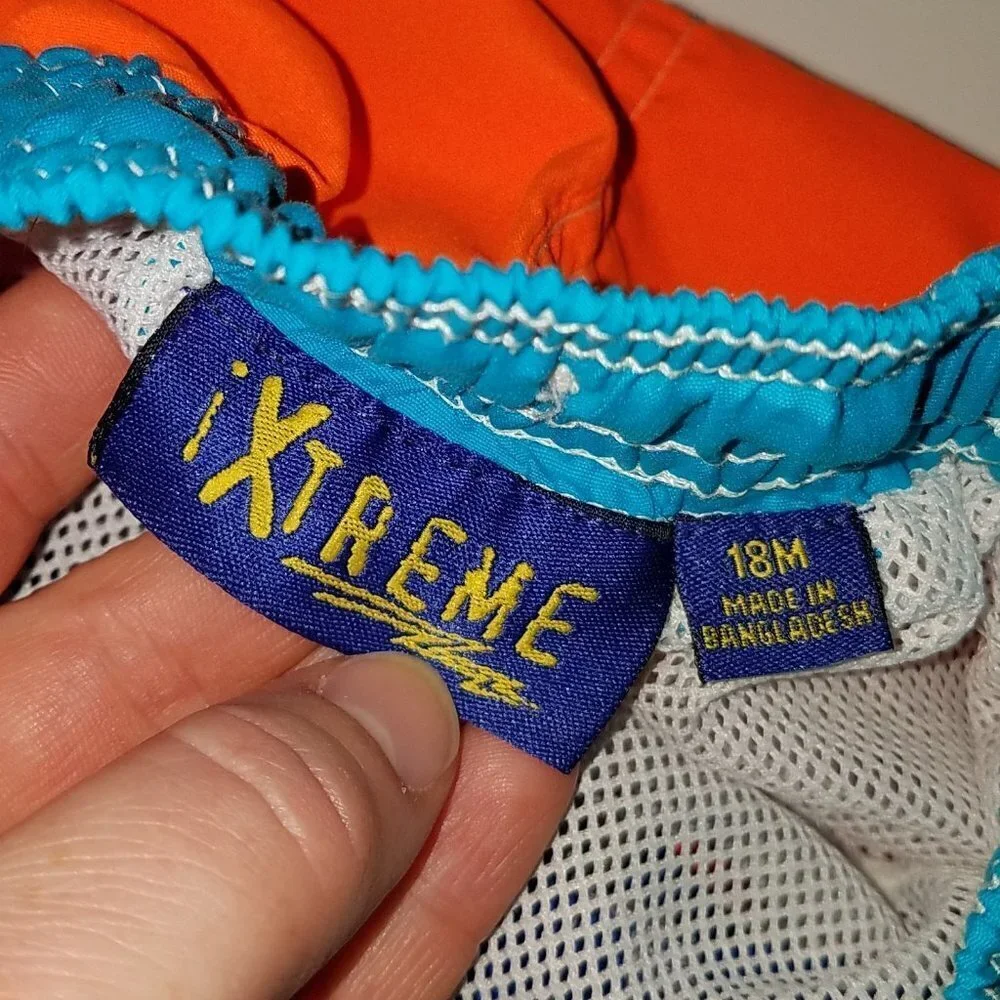 iXTREME Swim Shirt Shorts Baby 18 Months Trunks Rashguard Shark Blue Orange